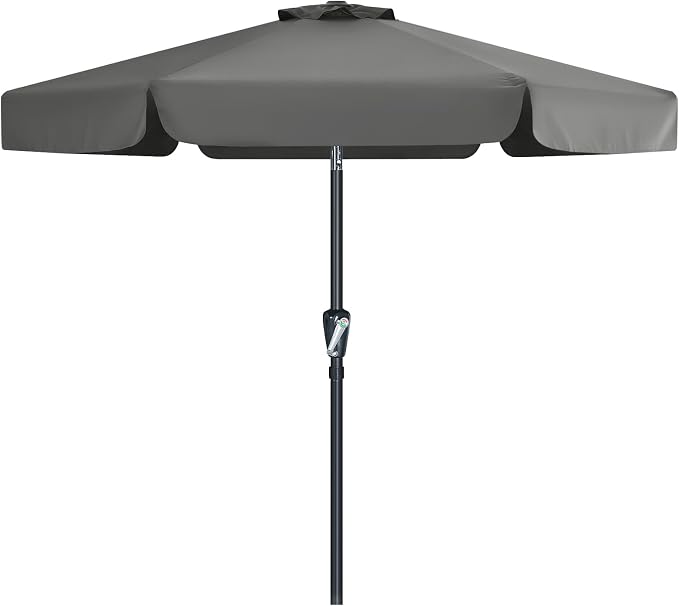 MASTERCANOPY 7.5ft Patio Umbrella with Valance, Crank & Tilt, Dark Gray | 6 ribs, UV/fade-resist, waterproof, vent, for garden/deck/yard/pool