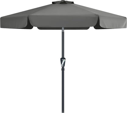 MASTERCANOPY 7.5ft Patio Umbrella with Valance, Crank & Tilt, Dark Gray | 6 ribs, UV/fade-resist, waterproof, vent, for garden/deck/yard/pool