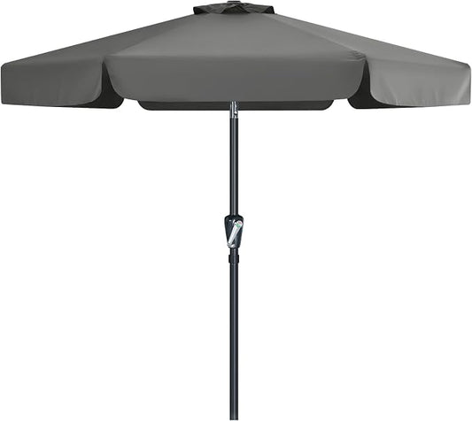 MASTERCANOPY 7.5ft Patio Umbrella with Valance, Crank & Tilt, Dark Gray | 6 ribs, UV/fade-resist, waterproof, vent, for garden/deck/yard/pool