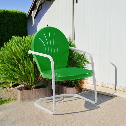 Crosley Furniture Griffith Outdoor Chair, Retro Metal Patio Chairs for Dining, Porch, Deck, Balcony, Grasshopper Green