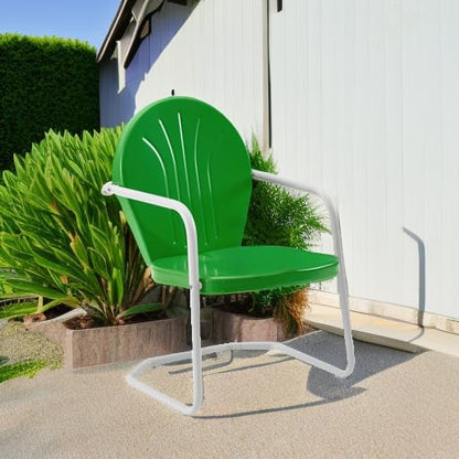 Crosley Furniture Griffith Outdoor Chair, Retro Metal Patio Chairs for Dining, Porch, Deck, Balcony, Grasshopper Green