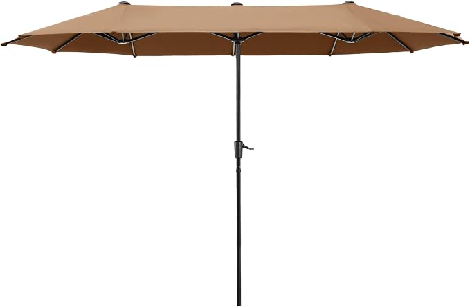 HERA'S PALACE 13 ft Large Patio Umbrella, Double-Sided Twin, Outdoor Market Umbrella with Crank Handle, Powerful UV Protective, Tawny