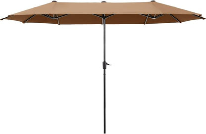 HERA'S PALACE 13 ft Large Patio Umbrella, Double-Sided Twin, Outdoor Market Umbrella with Crank Handle, Powerful UV Protective, Tawny