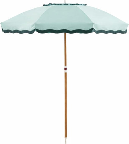 6FT Patio Beach Umbrella, UPF 50+ Sun Shade, Adjustable Tilt | Portable & Vented Outdoor Umbrella for Sand, Backyard & Garden, Harbour Cypress Green (Light & Dark Green)