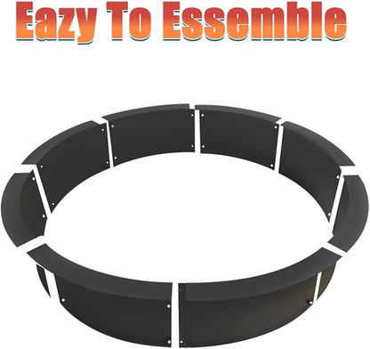 SoulMate Outdoor 40-Inch Outer/36-Inch Inner Fire Pit Ring,Duty Solid Metal Steel Round Firepit Rim Insert for DIY Fire Pits, Outdoor Above or In-Ground, Camping Garden Patio Backyard.