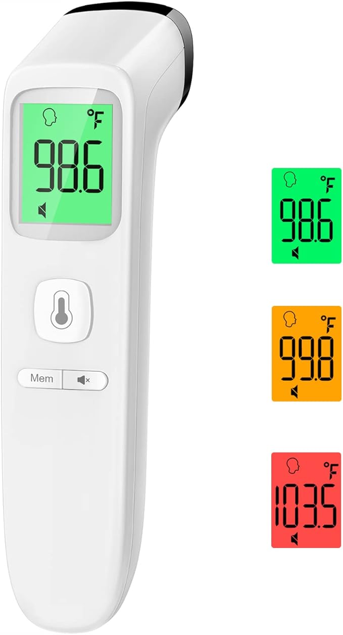 No-Touch Thermometer for Adults and Kids, Accurate Digital Baby Thermometer | 1s Fast Reading, Fever Alarm, Silent Mode, 35-Reading Memory, Forehead & Object Mode, AAA Battery Included, for Home & Clinic