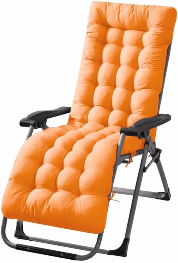 Patio Chaise Lounger Cushion， Rocking Chair Sofa Cushion with 6 Ties， Thick Padded Swing Bench Cushion， Zero Gravity Chair Cushion61x19x3in (Orange)