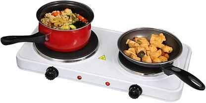 Portable Dual Burner Infrared Cooktop – 1700W Electric Countertop Stove with Dual Size Burners, Adjustable Heat Settings & Sleek Finish – Compact Hot Plate for Small Kitchens (White)