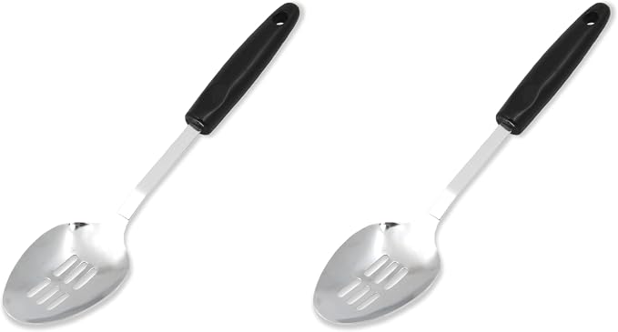 Chef Craft Select Slotted Spoon, 12.75 inches, Stainless Steel/Black (Pack of 2)