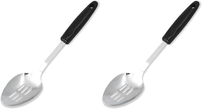 Chef Craft Select Slotted Spoon, 12.75 inches, Stainless Steel/Black (Pack of 2)