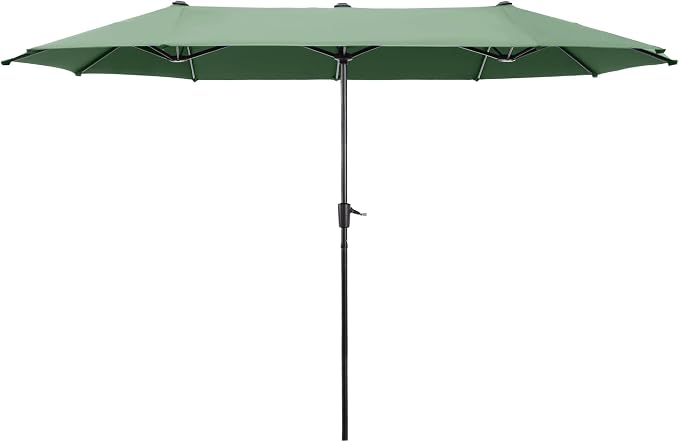 HERA'S PALACE 13 ft Large Patio Umbrella, Double-Sided Twin, Outdoor Market Umbrella with Crank Handle, Powerful UV Protective, Mint