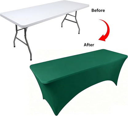 BDDC 6ft Stretch Spandex Fitted Table Cloth for 6 Foot Tables | GRS-Certified Eco-Friendly Fabric, Elastic Fit Rectangle Tablecloth, Washable, Wrinkle-Free, For Events & Parties
