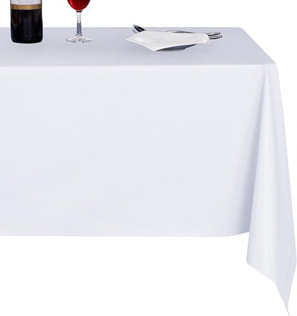 sancua Waterproof Rectangle Vinyl Tablecloth Table Cloth 52x70 Inch, White | 100% Oil Spill Proof, PVC Material, Wipe Clean Table Cover for Dining Tables, Buffet Parties and Camping