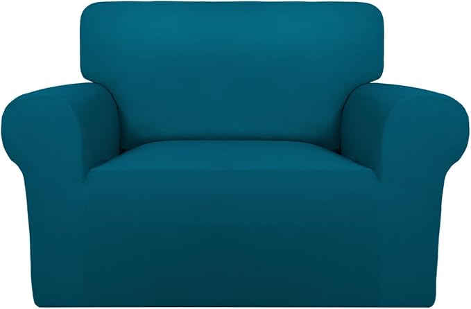 PureFit Super Stretch Sofa Slipcover – Spandex Non Slip Soft Couch Sofa Cover, Washable Furniture Protector with Non Skid Foam and Elastic Bottom for Kids, Pets (Oversized, Peacock Blue)