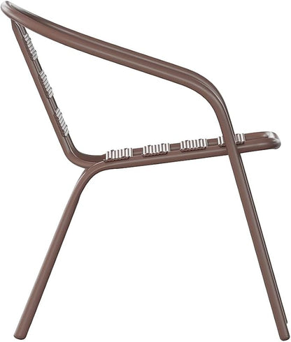 Flash Furniture Lila Metal Restaurant Stack Chairs with Metal Slats, Set of 4, Bronze