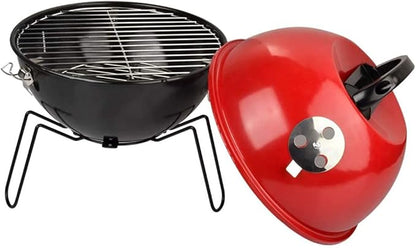 Barbecue Charcoal Grill Round Barbecue Grill with Lid Folding Portable Small Outdoor Charcoal BBQ Grill for Outdoor Cooking Picnic Charcoal BBQ Grill