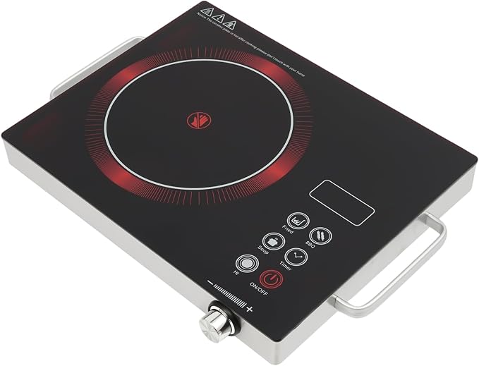 DYNAMI 1300W Electric Cooktop with LED Display and Timer,Electric Ceramic Stove Top,Countertop Stove w/Steplessly Adjustable Power,Overheat Protection,Waterproof and Oil-resistant,with Plug