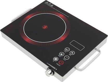 DYNAMI 1300W Electric Cooktop with LED Display and Timer,Electric Ceramic Stove Top,Countertop Stove w/Steplessly Adjustable Power,Overheat Protection,Waterproof and Oil-resistant,with Plug