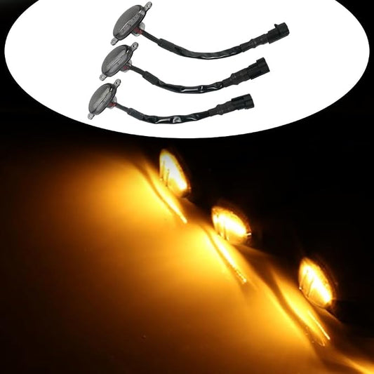 Amber LED Grille Light Kit with Wiring Harness Compatible with Ford F-150 Aftermarket Grilles 2004-2019, Smoked Lens Amber Lights