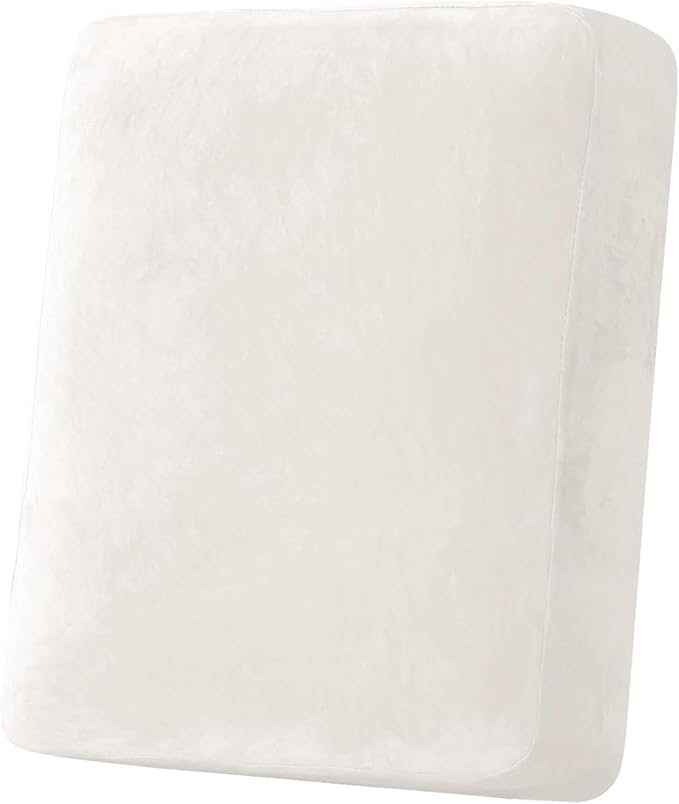 H.VERSAILTEX Velvet Stretch Couch Cushion Cover Plush Cushion Slipcover for Chair Cushion Furniture Protector Seat Cushion Sofa Cover (1 Piece Armchair Cushion Covers, Porcelain White)