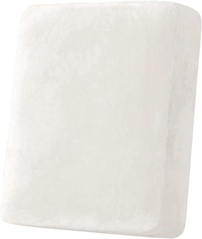 H.VERSAILTEX Velvet Stretch Couch Cushion Cover Plush Cushion Slipcover for Chair Cushion Furniture Protector Seat Cushion Sofa Cover (1 Piece Armchair Cushion Covers, Porcelain White)