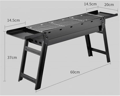 Portable Charcoal Grill for Camping BBQ, Outdoor Barbecue Grill with Thickened Stove, Compact Camping Grill for Picnic,60 * 20 * 37Cm-D