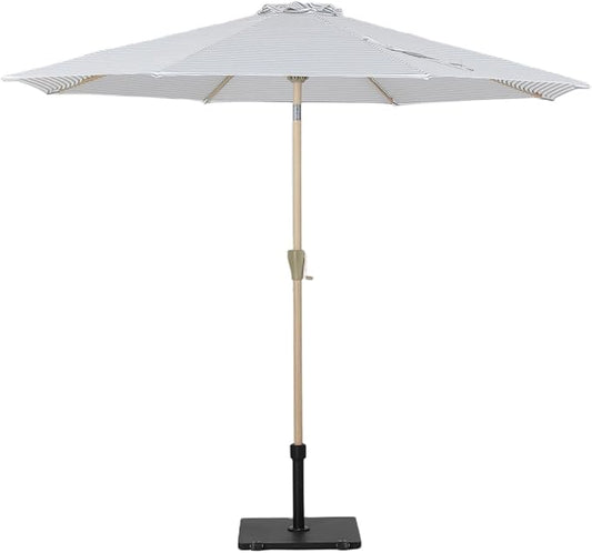 Tempera Striped Patio Umbrellas Outdoor Table Market Umbrellas with Crank & Pust Button Tilt|Auto-Tilt, 8 Steel Ribs, High Color-Fastness Canopy