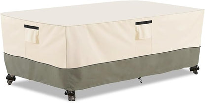 Bitubi 72 Inch Rectangular/Oval Patio Table Cover,Heavy Duty Waterproof Outdoor Table Cover Winter, Patio Furniture Covers, Beige