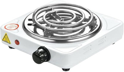 Compact and Portable Countertop Burner- Countertop Single Coiled Burner 1000 Watts Electric Hot Plate Temperature Controls White