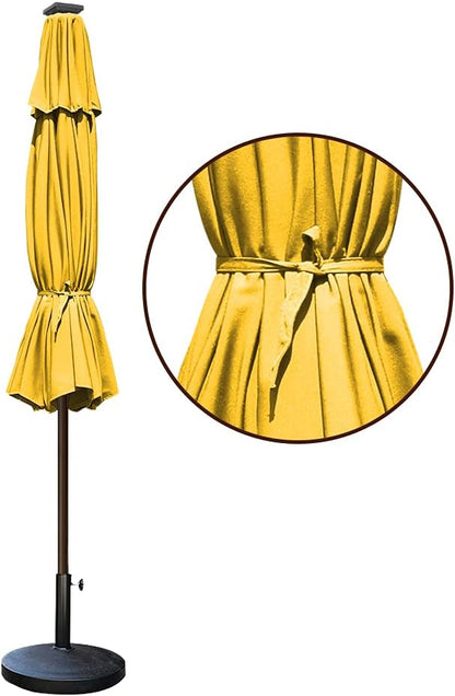 EliteShade USA 10-Year-Non-Fading 9ft Market Patio Umbrella, Commercial Grade Table Sun Umbrella with 80 Solar LED Lights, Crank Open, Windproof & UPF 50+ UV Protection for Garden, Deck, Pool, Backyard, Sunflower Yellow
