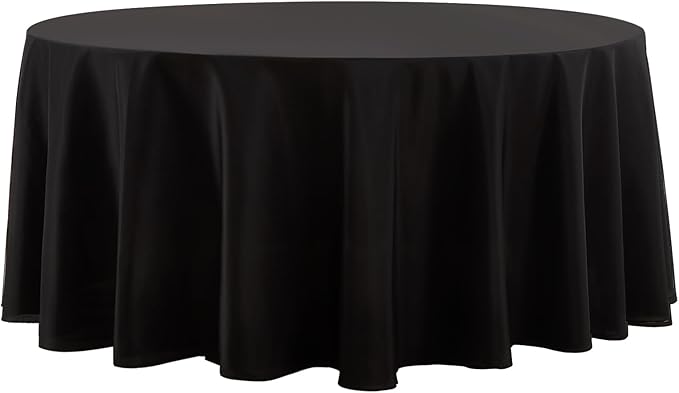 1 Pack Black Round Tablecloths 132 Inch for Dining Tables | Washable Decorative Linen Polyester Table Cover for Banquets Buffets Parties and Weddings