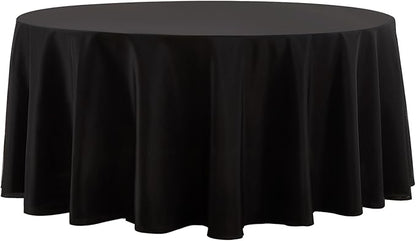 1 Pack Black Round Tablecloths 132 Inch for Dining Tables | Washable Decorative Linen Polyester Table Cover for Banquets Buffets Parties and Weddings