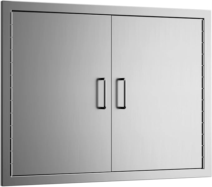 Luffioner BBQ Outdoor Kitchen Doors,31W x 24H Inch Double BBQ Access Door,Rust-Proof Thickened Plate 304 Stainless Steel Access Door for Outdoor Kitchen, BBQ Island,Grilling Station (31W x 24H)