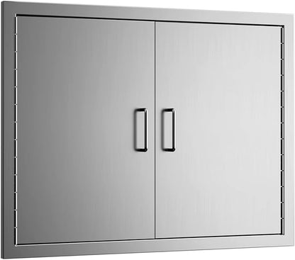 Luffioner BBQ Outdoor Kitchen Doors,31W x 24H Inch Double BBQ Access Door,Rust-Proof Thickened Plate 304 Stainless Steel Access Door for Outdoor Kitchen, BBQ Island,Grilling Station (31W x 24H)