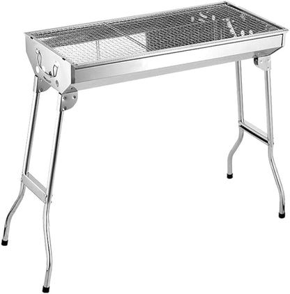 BBQ Grill, Stainless Steel Barbecue Grill Smoker Charcoal BBQ, Folding Portable BBQ for 5-10 Persons Family Garden Outdoor Cooking Hiking Picnics Camping Barbecue Party