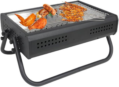 AIZYR Small Charcoal Grill, Stainless Steel Barbecue Grill Portable Lightweight BBQ Grill Indoor Outdoor Grill Tools for Camping Travel Party,Black