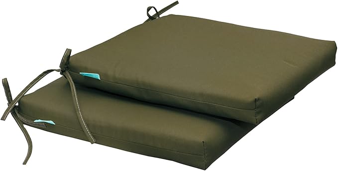 QILLOWAY Outdoor Indoor Seat Cushions, Square Foam Dining Chair Pads,All Weather, 17"x17"x3",2 Count (SAGE)