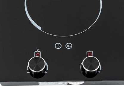 2 Burner Electric Cooktop, 20 Inch Electric Stove Top with Knob Controls, 9 Levels of Heat, Timer Function for Kitchens Apartment, Hotel