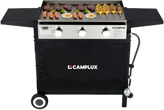 CAMPLUX Flat Top Griddle, Propane gas outdoor grill Griddle Cooking Station for Camping,BBQ,Tailgating or Picnicking, Stainless Steel, Silver, Black