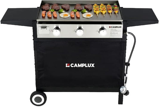 CAMPLUX Flat Top Griddle, Propane gas outdoor grill Griddle Cooking Station for Camping,BBQ,Tailgating or Picnicking, Stainless Steel, Silver, Black
