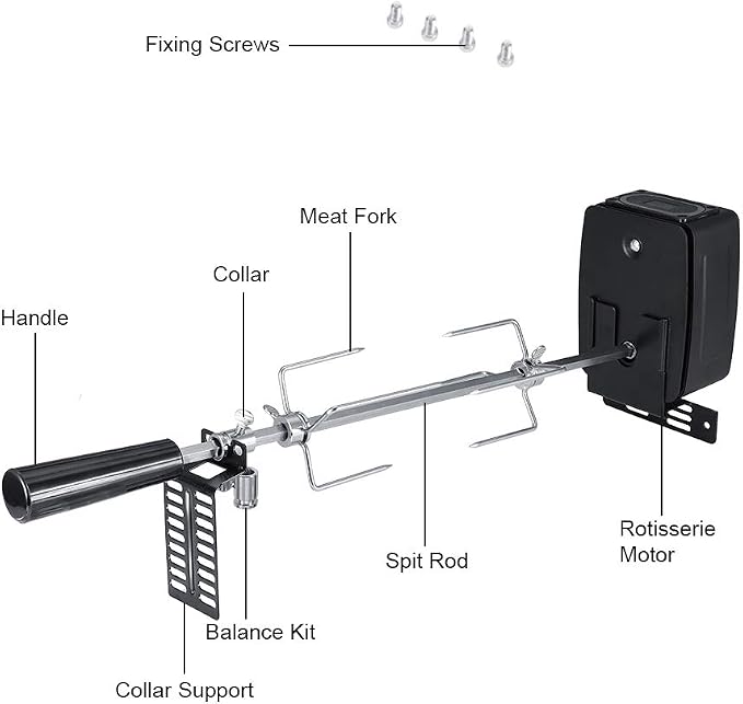 Universal Rotisserie Kit, Portable to Carry Resistant High Efficiency Rotisserie Kit Universal, Barbecues Even Camp Fires for Picnic Camping