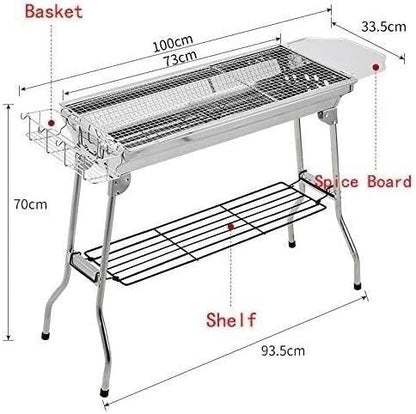 Camping Barbecue Grill Barbecue Charcoal Grill Stainless Steel Folding Portable BBQ Tool Kits for Outdoor Cooking Camping Picnic Barbecue Charcoal Grill