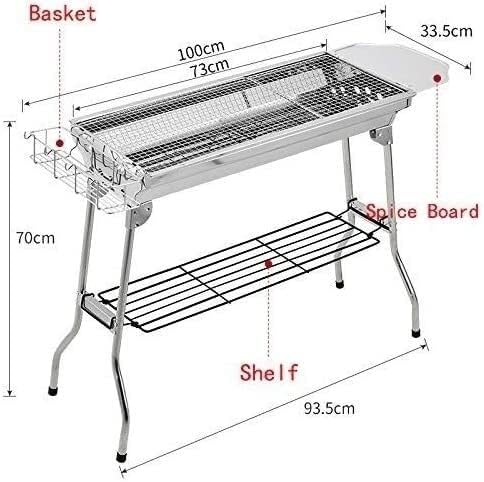 Charcoal Grill Barbecue Charcoal Grill Stainless Steel Folding Portable BBQ Tool Kits for Outdoor Cooking Camping Picnic BBQ Grill