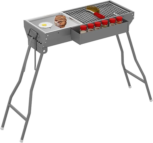 Grills Outdoor Cooking Charcoal, Stainless Steel Coating BBQ Grill Small Charcoal, Portable Charcoal Grill for Party Picnic Travel Home,RV Outdoor Cooking Use (Color : /Gray, Size : D)