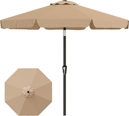 AreShark 9FT Valance Patio Umbrella, Outdoor Table Umbrella with Tilt and Crank, Outdoor Market Umbrellas W/ 8 Sturdy Ribs UV Protection for Garden, Deck, Backyard and Pool, Beige