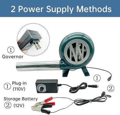 Dual BBQ Blower Charcoal Chimney Starter BBQ Smoker Fan Grill Smoker tempreaure controller Small blacksmith forge blower fan with Variable speed controller