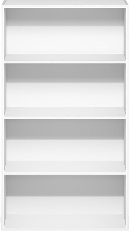 Furinno Jaya Book Shelf, 4-Tier Book Shelf, Bookcase with Open Shelving, Standing Bookshelf, 9.5 x 23.6 x 41.9, for Organization and Storage, for Home Office, Living Room, White