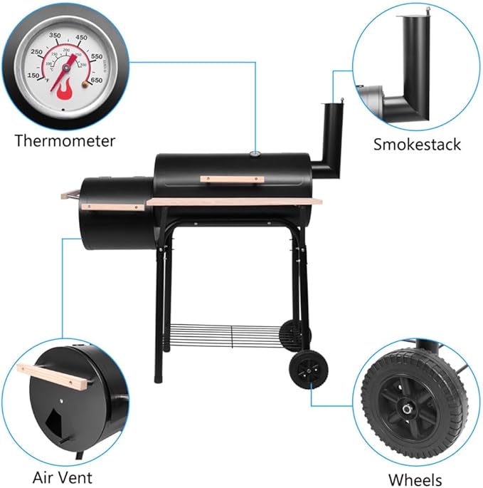Heavy Duty BBQ Grill,Outdoor Barbecue Kettle Charcoal Grill with15cm Plastic Wheel and Thicken Chromeplated Grate Portable BBQ Grill High Temperature Spray Paint for Picnic Backyard Camping
