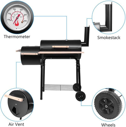 Heavy Duty BBQ Grill,Outdoor Barbecue Kettle Charcoal Grill with15cm Plastic Wheel and Thicken Chromeplated Grate Portable BBQ Grill High Temperature Spray Paint for Picnic Backyard Camping