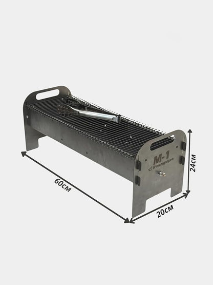 Barbecue Grill Set with Charcoal Grate, Tongs, Shovel, and Skewers. Made in Uzbekistan